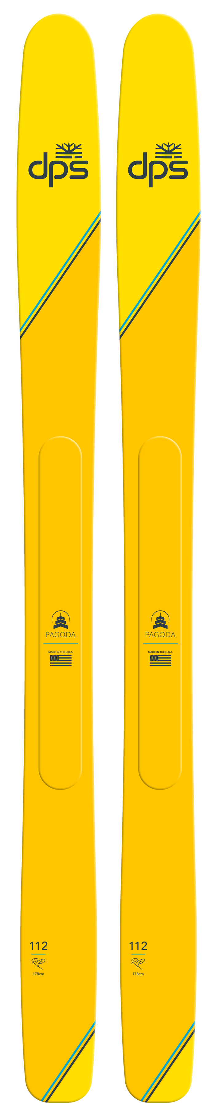 topsheet of dps pagoda 112 yellow skis