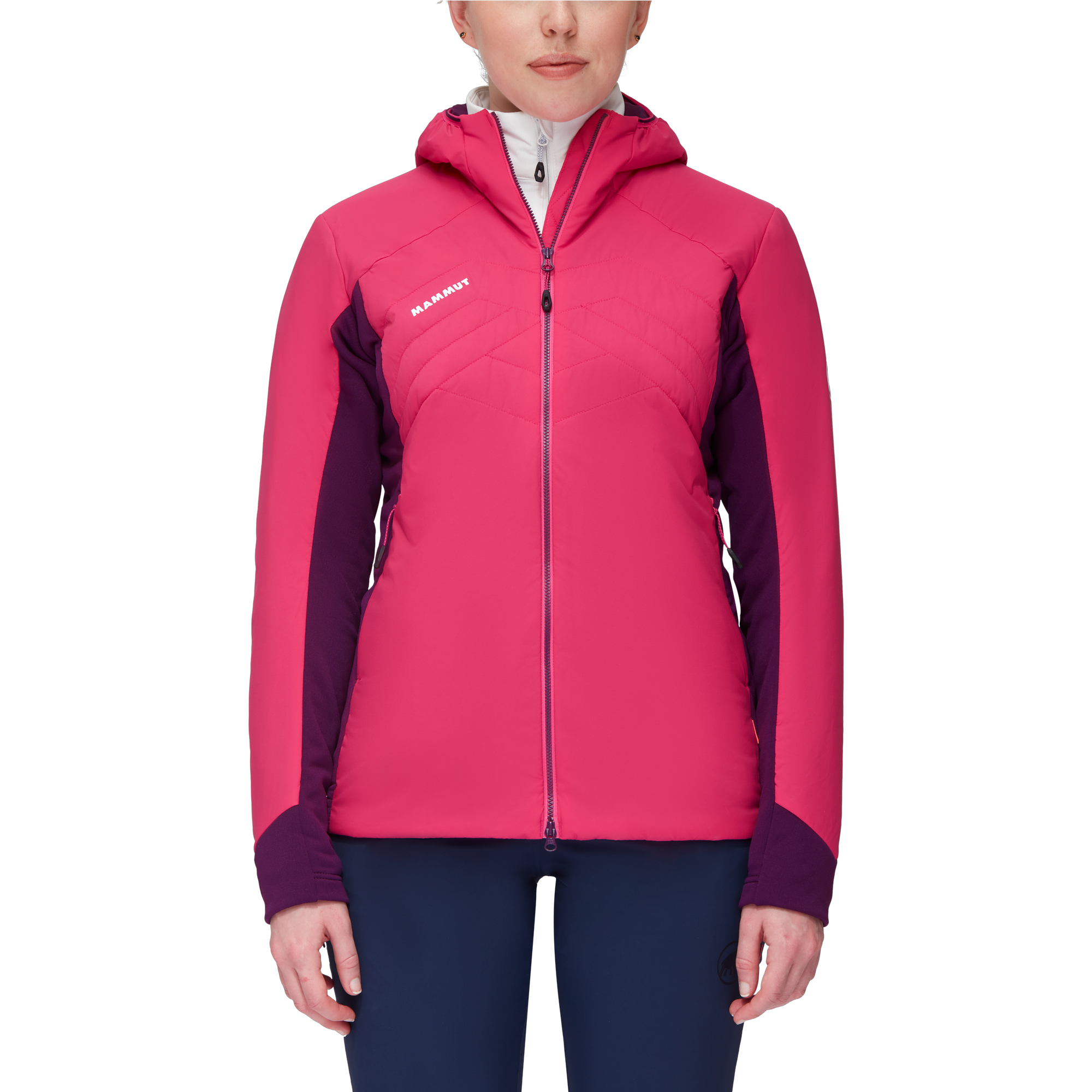 Mammut Rime Light IN Flex Hooded Jacket womens pink front view