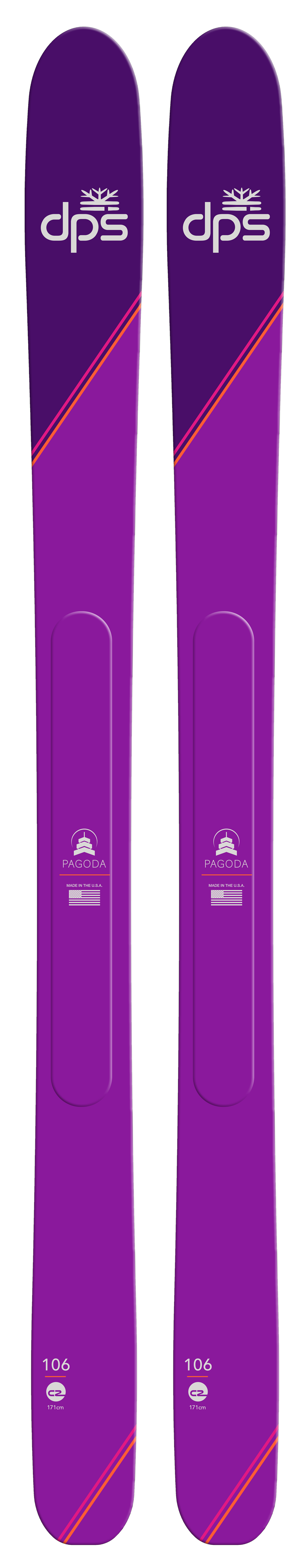 topsheet of DPS purple pagoda 106 c2 skis