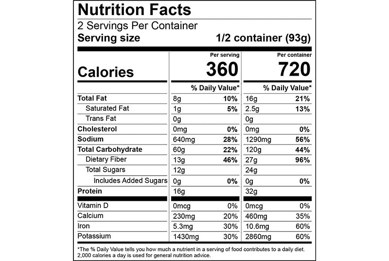 Good To-Go Kale and White Bean Stew Nutrition Facts