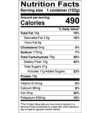 Good To-Go Vegan Oatmeal Nutrition Facts