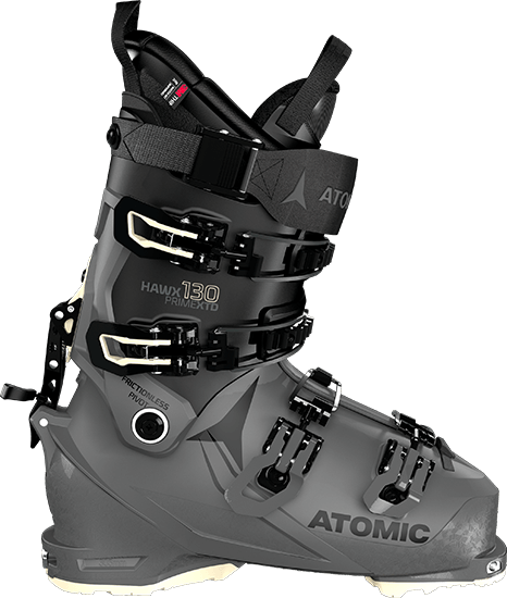 4 buckle and a 2 piece cuff and clog of the atomic hawx 130 prime xtd mens ski boot