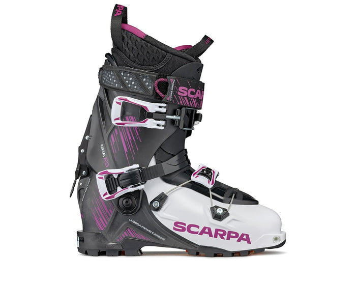 side shot of the scarpa gea women's ski boot