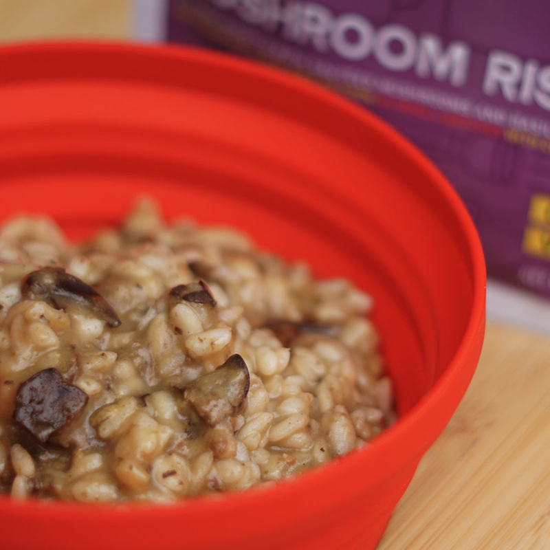 Good To Go Vegan Mushroom Risotto camping food in a bowl