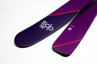 topsheet tip and tail of dps pagoda purple 106 skis