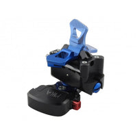 heel piece with stomp pad and risers raised and turret rotated in walk mode of pin touring ski binding