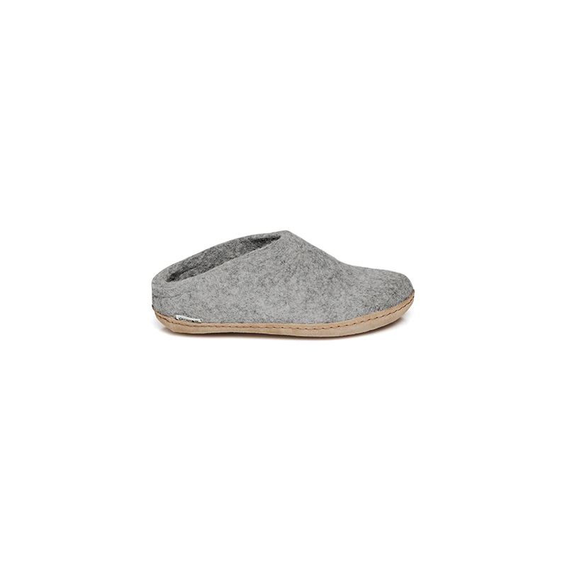 Glerups slip-ons leather sole in grey side view