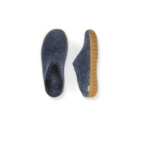 Glerups slip-ons rubber sole in grey, top and side view